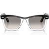 Ray-Ban Occhiali da Sole RB2240 129432 Wayfarer Nero Su Trasparente/Grigio Sfumato Unisex 50/22/150