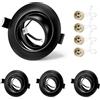 GeyouLux 4x Faretti da Incasso GU10 Telaio Nero, Orientabile 45°, Cornice in Metallo Ø84mm Piatta, Foro 68-75mm, Attacco GU10 Ceramica 230V, Spot Rotondo Senza Lampadina