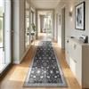 Carpetsale24 Tappeto Lavabile Nero 80x250 cm Vintage Passatoia per Corridoio Cucina Ingresso Tappeto Stretto Design Orientale Facile da Pulire Lavabile in Lavatrice