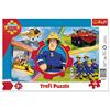 Trefl, Puzzle con cornice con base, 15 pezzi, un giorno con pompiere, per bambini dai 3 anni in su