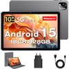 MENTUME Tablet 10 Pollici, Tablet Android 15 con Cover, Unisoc T30 Quad-Core, 18 GB RAM + 128 GB ROM + 1 TB TF, Display HD IPS 1280x800, Fotocamera Doppia 5MP + 8MP, 6000 mAh, WiFi 6, BT 5.0, GPS (K302)