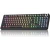 AULA-Verlag Tastiera meccanica da gaming wireless AULA F99 Pro, 96 tasti, RGB, hot-swap, Bluetooth e 2.4 GHz, colore nero, con caratteri stampati sui lati, dotata di interruttori silenziosi "Cotone Candy"