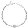 Breil, Collezione Ketch, Bracciale Uomo in Acciaio Lucido, con Elemento Centrale Tondo in Acciaio con Simbolo dell'Ancora, Pratica Chiusura a Moschettone, Taglia Unica, Silver