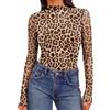 Ekouaer Maglia Termica Donna Maniche Lunghe Maglietta Collo Alto Rete S-2XL | top trasparente, vestibilità aderente, elastica traspirante, pizzo floreale