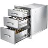 VEVOR Modulo Cassetto per Cucina da Esterno in Acciaio Inox con 3 Ripiani 368 x 521 x 571 mm, Bancone Postazione per Barbecue, da Giardino, Cortile, Isola Cucina, Cassetti Portaoggetti per Pentole