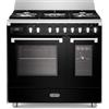 De'Longhi BS 965T MXN Cucina A Gas, 90 Cm, Forno Elettrico Doppio Multifunzione, 5 Fuochi, Griglie In Ghisa, Easysteam, Idroclean, Colore Nero, Classe Energetica A