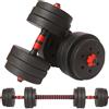 BAKAJI Set Manubri da 25kg (4x2.5kg+4x2kg+4x1.5kg) Bilanciere Pesi Fitness Rosso e Nero
