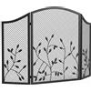 HOMCOM Parascintille Camino Pieghevole a 3 Pannelli in Metallo Verniciato, Pronto all'Uso, 122x1x75 cm, Nero | Aosom Italy