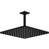 GROHE Rainshower 310 Mono Cube Set Soffione (A Soffitto, Soffione Risparmio Idrico 310mm con Braccio 142mm, Spray PureRain), Forma Quadrata, Nero Opaco