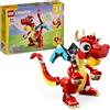 LEGO Creator 3 in 1 Drago rosso 31145 | Giochi creativi per bambini da 6 anni, animale giocattolo ricostruibile in pesce o in fenice, regalo di compleanno, 149 pezzi