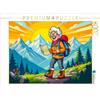 CALVENDO Puzzle La nonna cammina felice con il suo zaino in un soleggiato paesaggio di montagna | 2000 pezzi Dimensioni della cornice 90x67cm Foto-puzzle per le ore felici