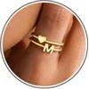 Turandoss Anello oro da donna e ragazza, anello con lettere dalla A alla Z | Anelli placcati in oro 14 carati a forma di cuore con lettere, anelli regolabili, regali personalizzati per ragazze, donne
