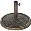 Outsunny Base per Ombrellone 12 kg Manovella Integrata Ø32/38/48 mm Bronzo | Motivo di Fiore di Loto, Basamento per Ombrellone, Resina Metallo e Cemento