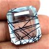 30.35 CT Naturale Nero Rutilato Quarzo Smeraldo Taglio Certificato Doublet Gemma