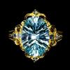 Gemsporium 925 Anello Argento Sterling Ovale Topazio Blu 14x10mm Zaffiro No USA Import Fees