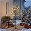 HOMCOM Albero di Natale Luminoso di Ciliegio Alto 180 cm 200 Luci LED Nero | Albero Illuminato, 20 Rami, Base in Acciaio, Timer Giornaliero, Impermeabilità IP44, per Interni ed Esterni