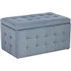 Beliani Pouf Cassapanca Imbottito in Velluto Grigio Stile Chesterfield