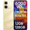 realme Note 70T Smartphone con Batteria da 6000mAh, Cellulari Sbloccato con 90Hz HD Display, Octa-Core, Fino a 12GB RAM Dinamica + 128GB ROM, Protezione ArmorShell™, 300% Ultra Volume, NEXT AI, Oro