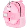 PERLETTI Zaino Bambino Bambina con Cuscino da Viaggio - Zainetto Trolley Removibile Bambini Tasche Laterali in Rete - Zaino Peluche Morbido Spallacci Regolabili - Dimensioni 31x24x11 cm (Unicorno)