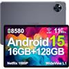 DOOGEE U11 Android 16 Tablet 11 Pollici Gemini AI 16GB RAM +128GB ROM (2TB TF), 8580mAh Gaming Tablet Unisoc T7200 Octa-Core, Widevine L1+13MP+5MP, 2.4G+5G WLAN GMS/Audio da 3.5mm/OTG/GPS/Face ID