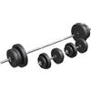 Gorilla Sports Set di manubri GORILLA SPORTS® - 70 kg, bilanciere 170 cm, pesi 4x1,25 kg / 4x2,5 kg / 4x5 kg / 2x10 kg, 2 manubri da 30 mm, con 6 chiusure a stella, set di manubri in plastica, set di manubri, manubri