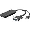 Goobay 67816 Cavo adattatore VGA/HDMI™, 0,1 m, nero - spina VGA (15 pin) + spina USB 2.0 (tipo A) > presa HDMI™ (tipo A)
