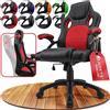 Juskys Racing desk chair Montreal (rosso) - sedia da gioco ergonomica, regolabile in altezza e imbottita, fino a 120 kg - sedia da ufficio girevole