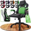 Juskys Racing desk chair Montreal (verde) - sedia da gioco ergonomica, regolabile in altezza e imbottita, fino a 120 kg - sedia da ufficio girevole