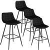WOLTU Set da 4 sgabelli da bar, sgabelli di design, sgabelli da bancone, sgabelli da bistrot con poggiapiedi, in velluto e metallo, nero