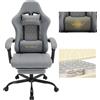 WOLTU Sedia da gaming WOLTU con funzione massaggio, cuscino a molle insacchettate, ergonomica, tessuto a rete, grigia