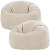 Icon Beanbags Set da 2 icon Classico pouf Bean Bag, poltrona in velluto a coste Pouf per il soggiorno, beige - Prodotto in Germania