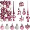 KYOEOE 34 palline di Natale con punta dell'albero, diametro 3/4,5/5,5 cm, piccole palline per albero di Natale, in plastica, oro rosa, mini decorazioni natalizie, decorazione per albero di Natale