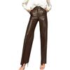 Onsoyours Pantaloni in Pelle da Donna A Vita Alta Flared Leggings Lungo Effetto Pelle Pantaloni PU Chic Bootcut Ecopelle Pantaloni Dritto Casual Pants Festival Outfit B Marrone Scuro L