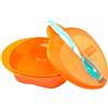 Neobaby Set Pappa da Viaggio, Piatto, Coperchio e Cucchiaio Morbido, usabile in Microonde e Lavastoviglie, per Svezzamento del Neonato, Colori Assortiti Blu/Arancione, Kit Pappa, 6 Mesi +