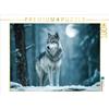 CALVENDO Puzzle Lupo grigio nella foresta invernale con luna piena | 1000 Pezzi Puzzle 64x48cm Foto puzzle per le ore felici