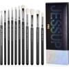 Jessup Set di pennelli per il trucco occhi Jessup, 11 pezzi - Pennelli professionali - Neri e argentati