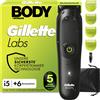 Gillette Labs i5 Body + Rasoio Intimo, per uomo, nero/verde - Taglia 1 + 6 accessori