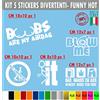 Pimastickerslab Kit Adesivi Divertenti Milf Porn Tette Fake Taxi Bang bross brazzer hub Auto Moto Casco Decalcomanie Scegli Colore -cod.1695 (010 Bianco)