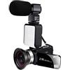 MJFVN Videocamera Vlog da esterno 2.7K for fotografia Zoom 16X Videoregistratore Ruota Touch Screen Selfie Fotocamera digitale Uso domestico(No SD Card,5)