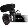 MJFVN Videocamera Vlog da esterno 2.7K for fotografia Zoom 16X Videoregistratore Ruota Touch Screen Selfie Fotocamera digitale Uso domestico(No SD Card,NA-U800-LT)