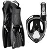 CRESSI COMBO BARON + TONGA NERO/NERO/NERO S/M Maschera Full Face Pinne Corte