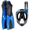CRESSI COMBO BARON + TONGA NERO/BLU L/XL Maschera Full Face Pinne Corte