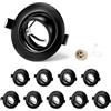 GeyouLux 10x Faretti da Incasso GU10 Telaio Nero, Orientabile 45°, Cornice in Metallo Ø84mm Piatta, Foro 68-75mm, Attacco GU10 Ceramica 230V, Spot Rotondo Senza Lampadina