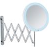 Wenko Barona, specchio da parete telescopico, con illuminazione a LED, con braccio estensibile (55 cm), orientabile e regolabile in altezza, funzione touch, USB o batteria, Ø 20 cm