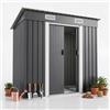 JUMMICO Casetta da Giardino in Metallo 196x122x182 cm,Capanno Attrezzi Zincato Impermeabile con Porta Scorrevole e Ventilazione, Facile Montaggio,Ideale per Giardino e Terrazzo,Nero