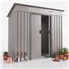 JUMMICO Casetta da Giardino in Metallo 196x122x182 cm,Capanno Attrezzi Zincato Impermeabile con Porta Scorrevole e Ventilazione, Facile Montaggio,Ideale per Giardino e Terrazzo,Argento