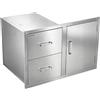 VEVOR Cassettiera per Isola Cucina da Esterno 82x55x52 cm con 2 Cassetti | Acciaio Inox, con Maniglia, Bancone di Postazione per Barbecue, Organizazzione Utensili Pentole Accessori, Cortile, Giardino