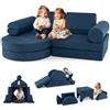 COSTWAY Divano in stile Block 13 Pezzi per Bambini, Divanetto Convertibile per Asilo, Cameretta e Soggiorno, Cuscini Bambini Gioco Blocchi (Blu)