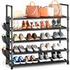OYREL Scarpiera a 5 ripiani per 20-25 paia di scarpe, organizer grande con borsa laterale, salvaspazio, per armadio, ingresso, garage, camera da letto, scarpiera in tessuto non tessuto, nero