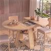 Aislinglen Tavolo da pranzo rotondo allungabile, 100-140 cm, moderno tavolo da cucina in legno, tavolo da pranzo ovale per 4-6 persone, design rattan, tavolo da soggiorno con ripiani aperti per